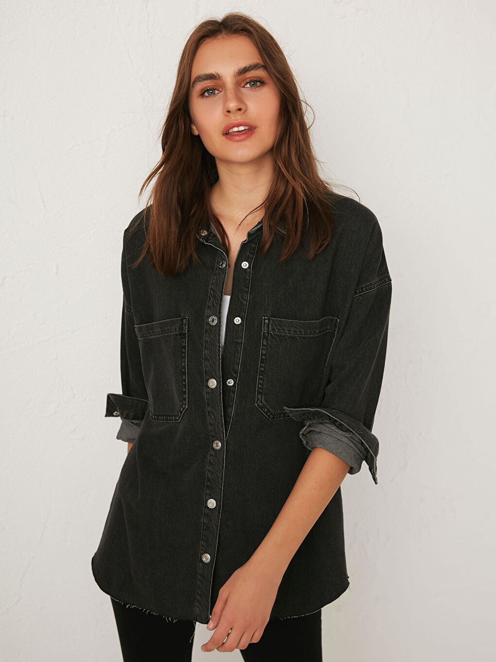 Cămașă din Denim cu Detaliu Buzunar -2