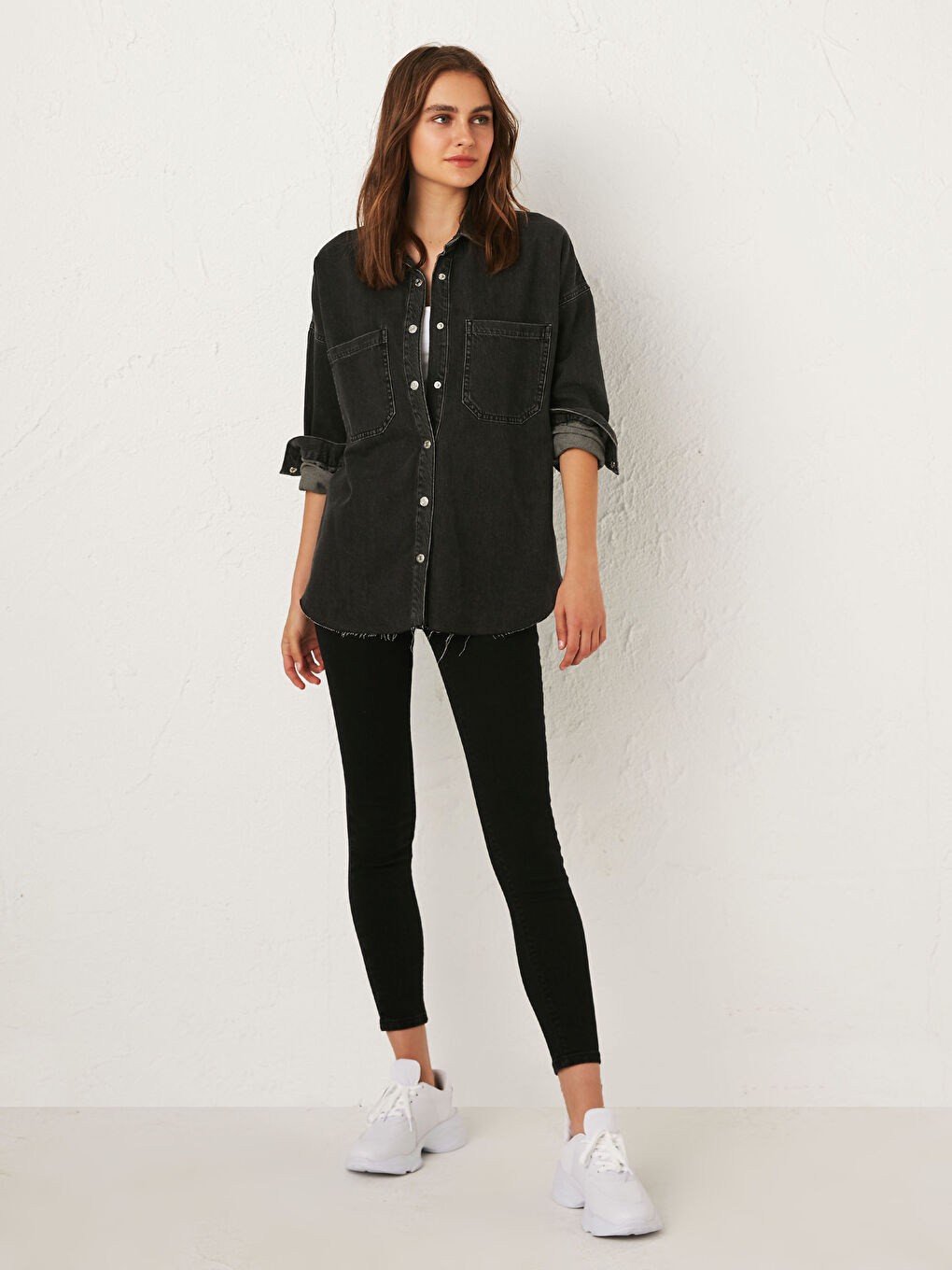 Cămașă din Denim cu Detaliu Buzunar -6