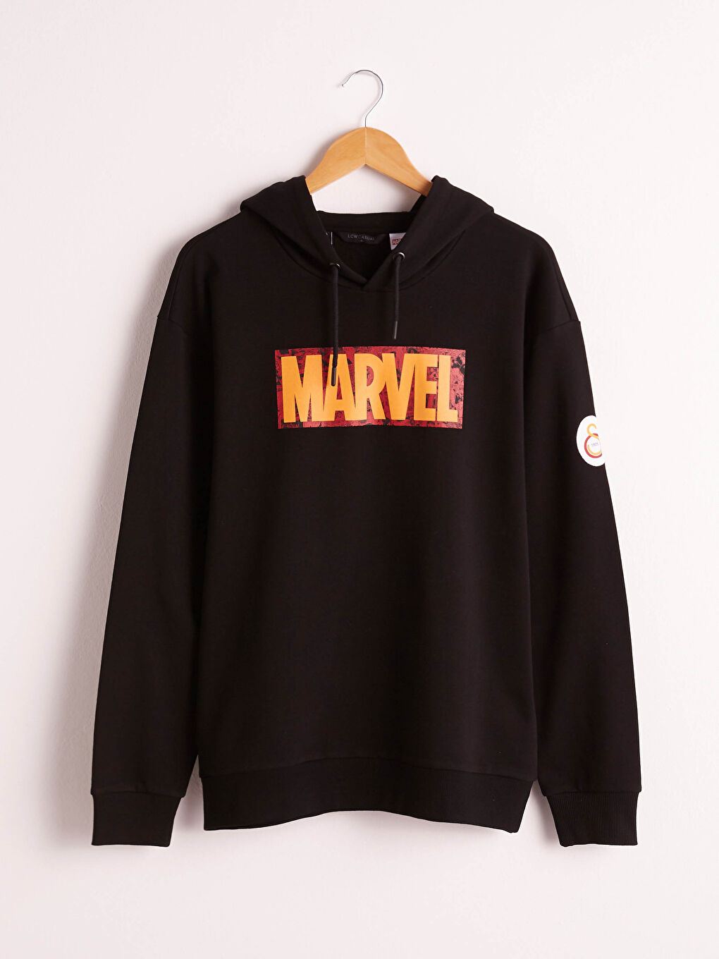 Siyah Uzun Kollu Galatasaray Baskılı Kalın Erkek Taraftar Hoodie-4