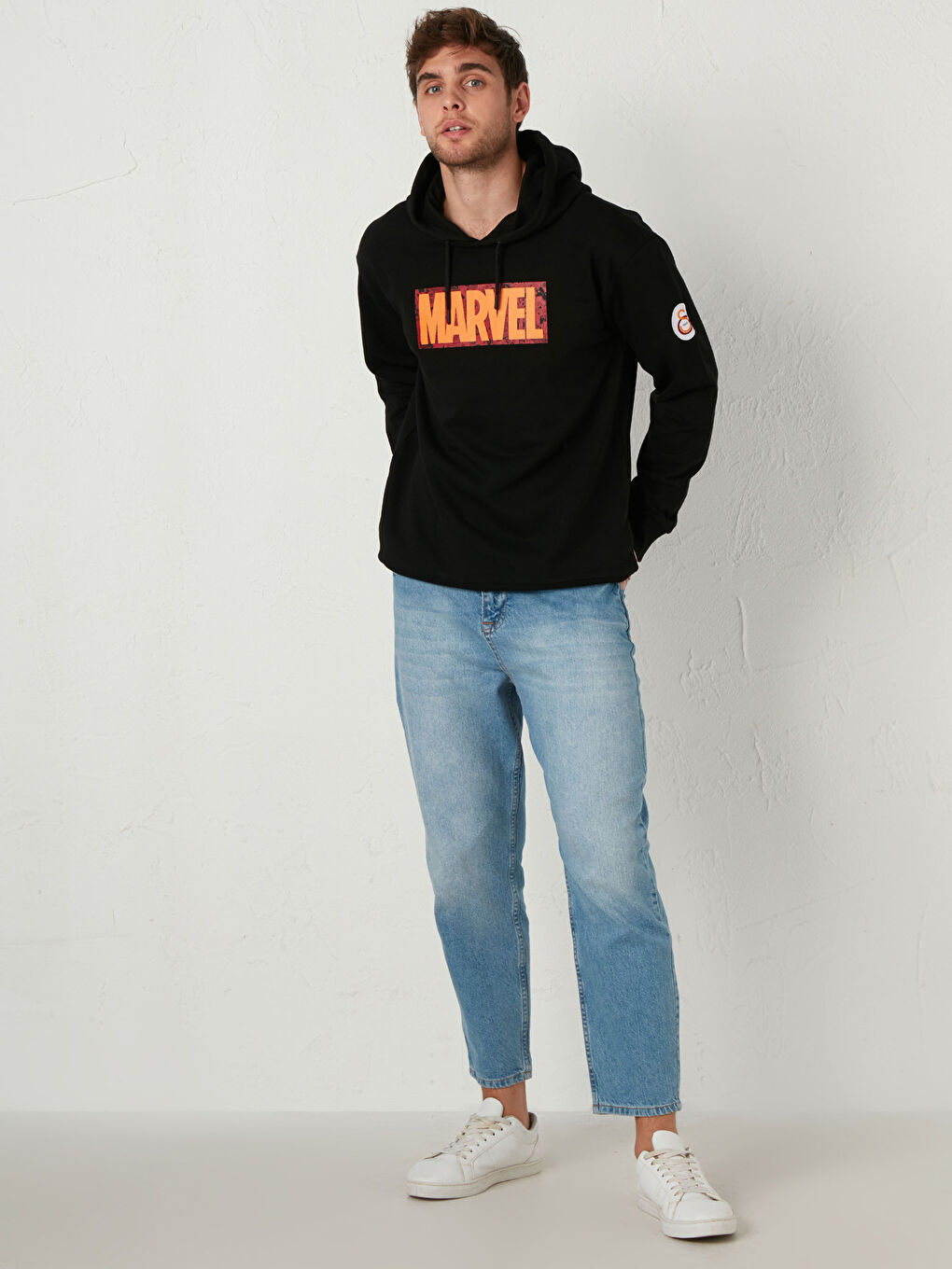 Siyah Uzun Kollu Galatasaray Baskılı Kalın Erkek Taraftar Hoodie-2