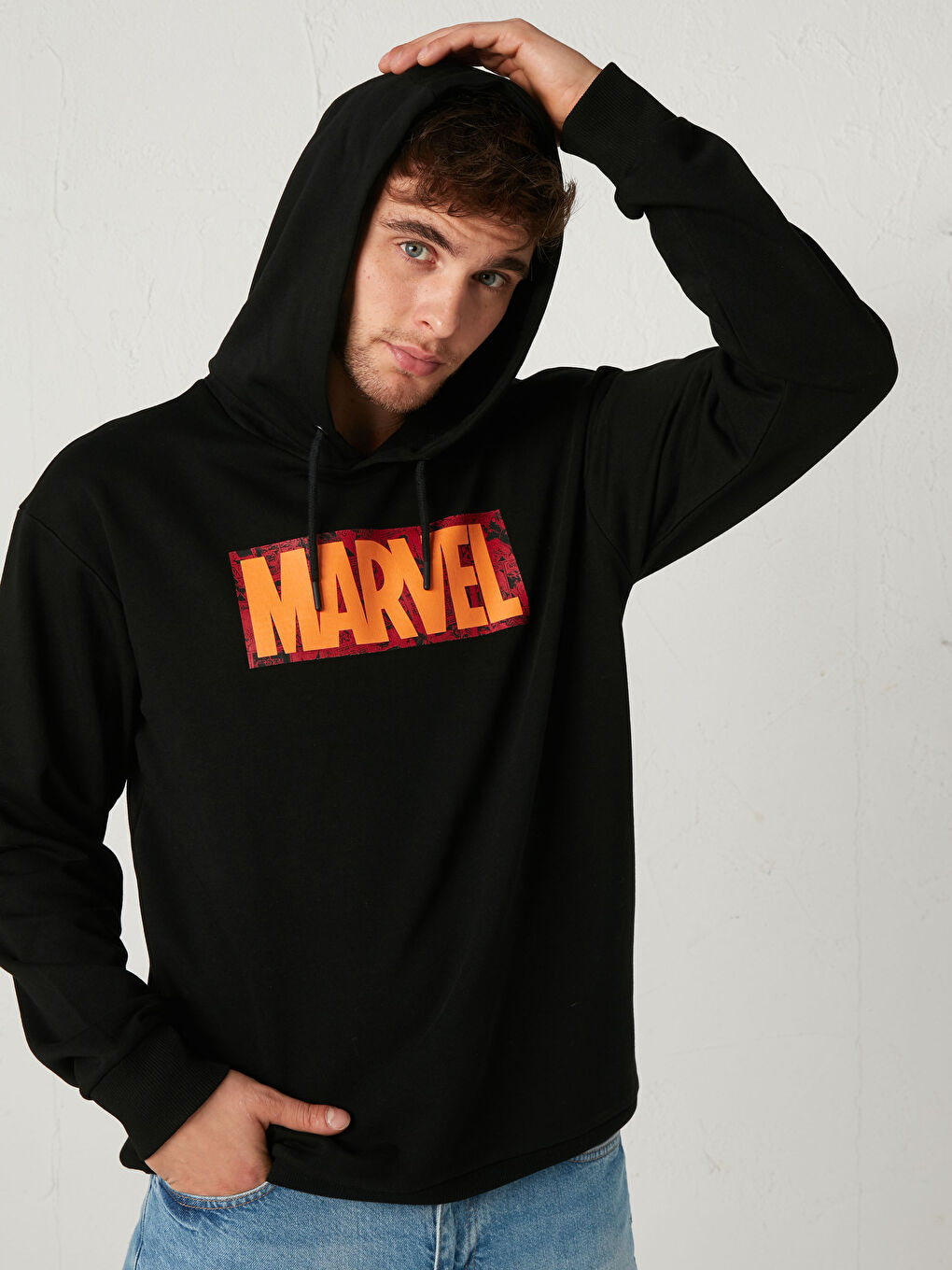 Siyah Uzun Kollu Galatasaray Baskılı Kalın Erkek Taraftar Hoodie