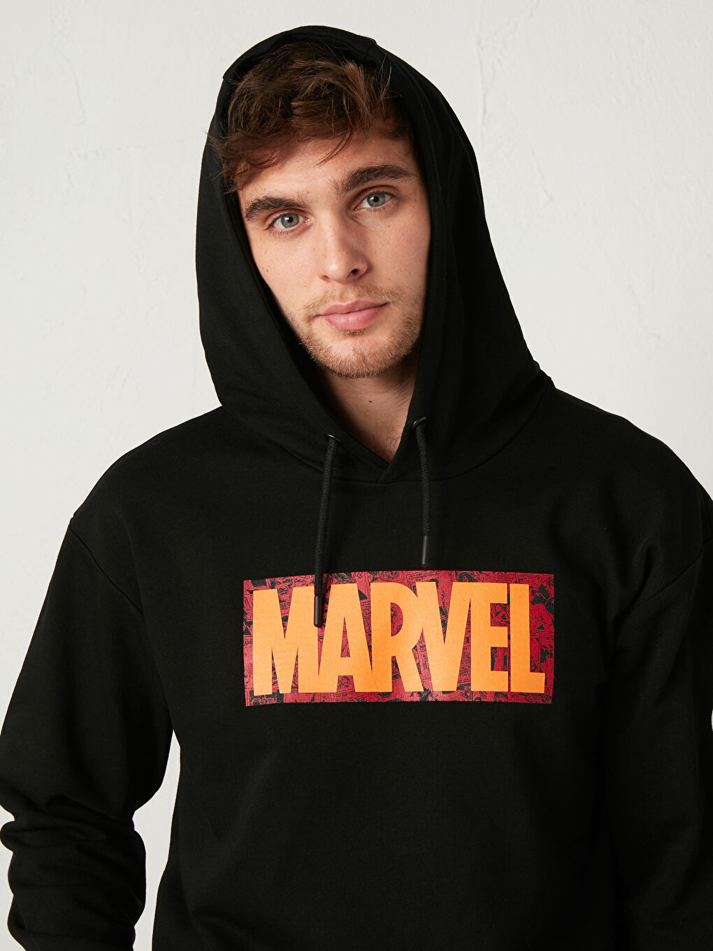 Siyah Uzun Kollu Galatasaray Baskılı Kalın Erkek Taraftar Hoodie-1