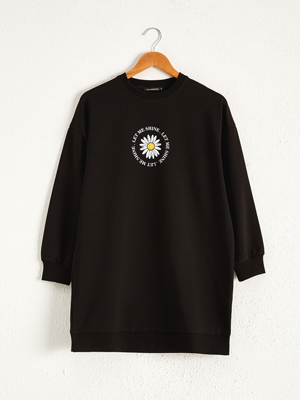 Siyah Çiçek Baskılı Kadın Sweatshirt Tunik