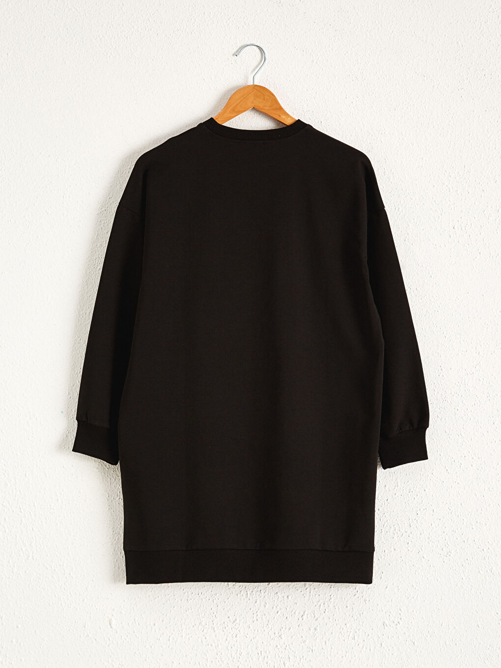 Siyah Çiçek Baskılı Kadın Sweatshirt Tunik-1