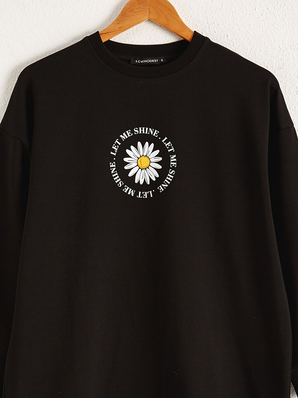 Siyah Çiçek Baskılı Kadın Sweatshirt Tunik-2