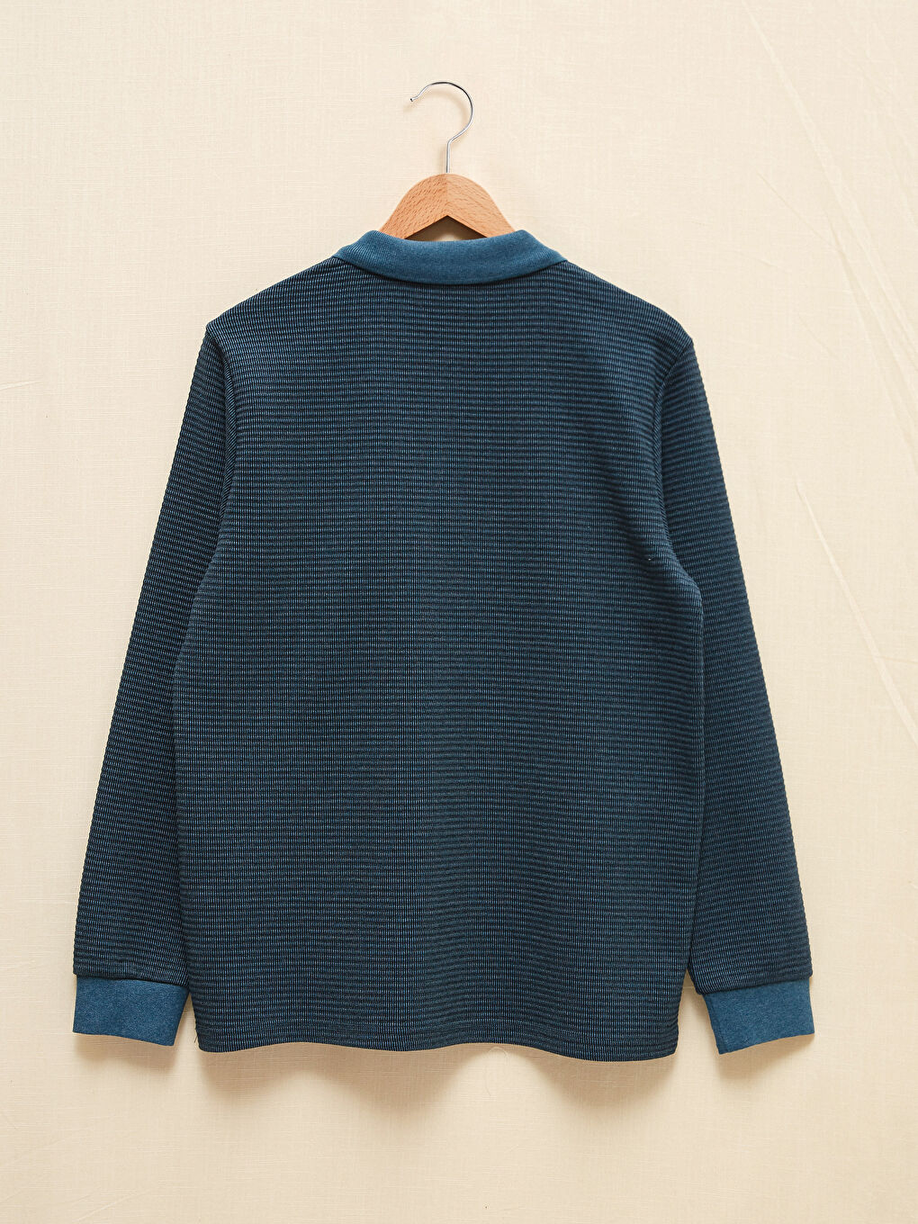 Petrol Polo Yaka Uzun Kollu Erkek Tişört-6