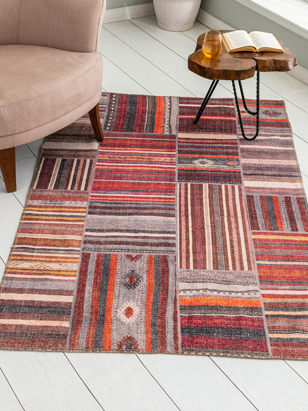 Siyah Desenli Çift Taraflı Halı 120x180 cm-1