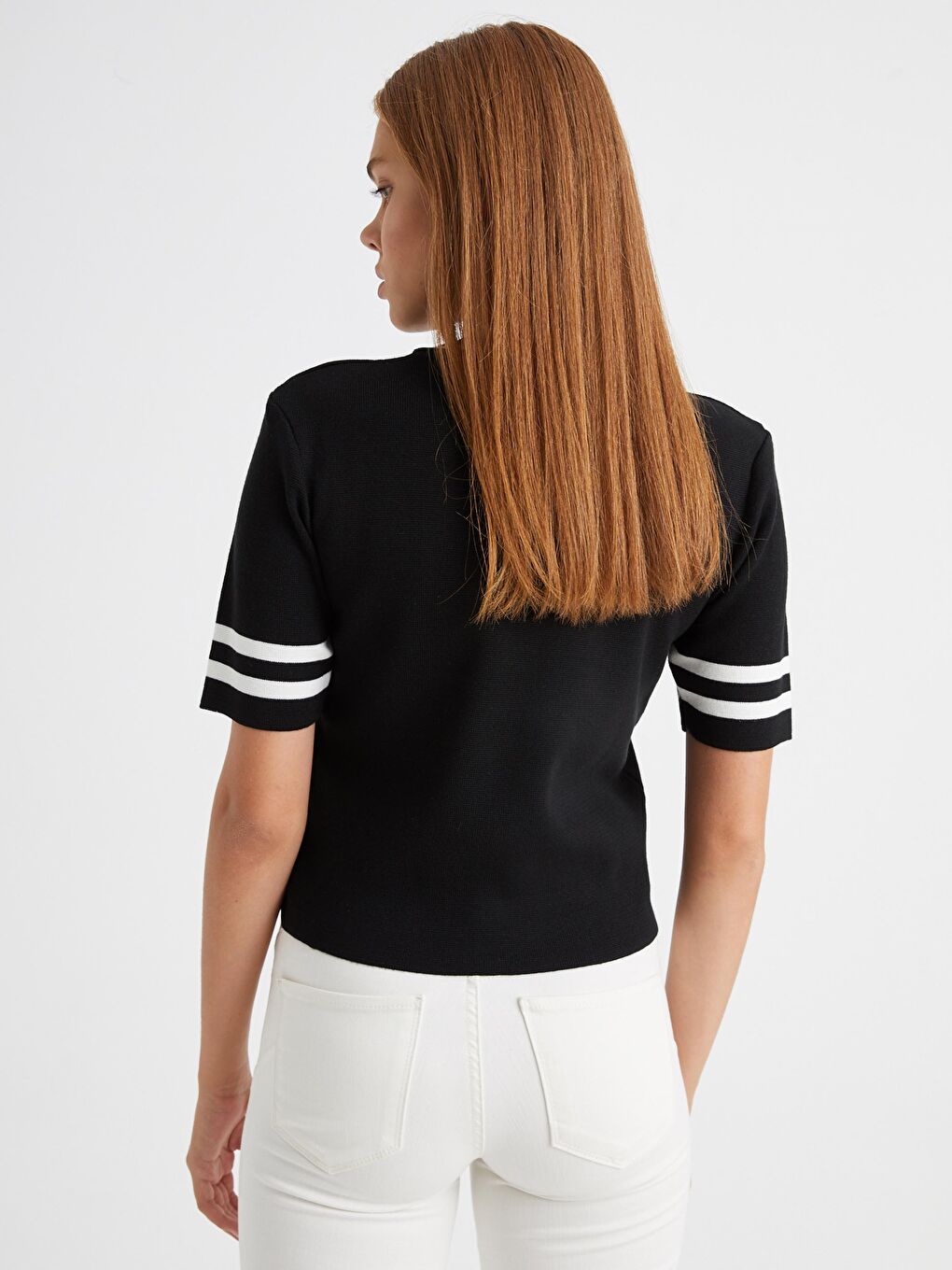 Pull-over en tricot à manches courtes-3