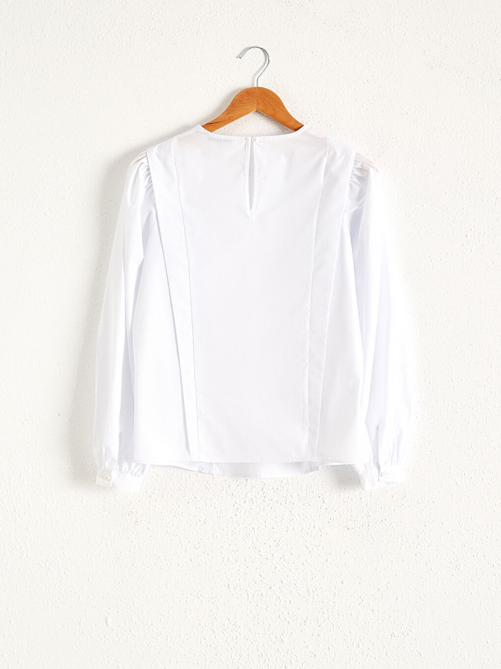 Beyaz Düz Poplin Bluz-1