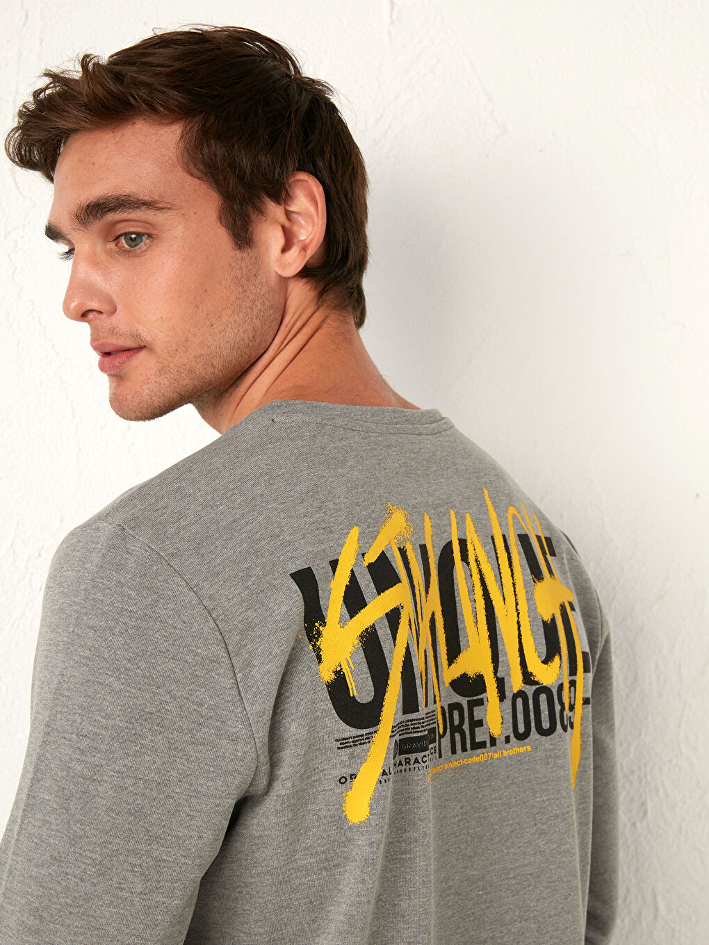 XSIDE Crew Neck Printed Thin Sweatshirt -0WFU50Z8-LAM