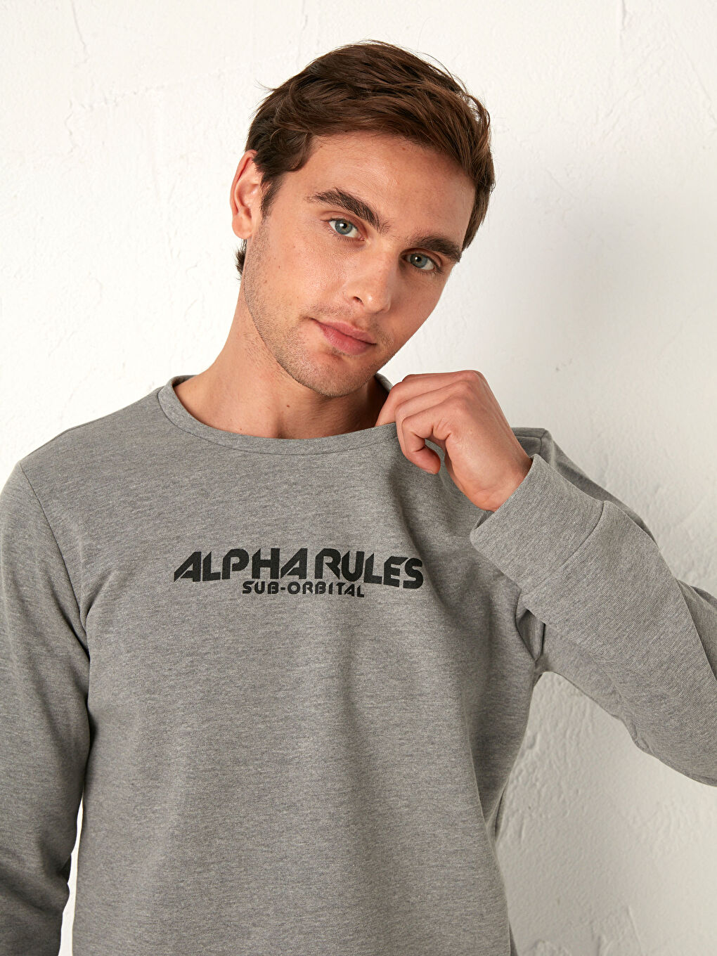 XSIDE Crew Neck Printed Thin Sweatshirt -0WFU50Z8-LAM