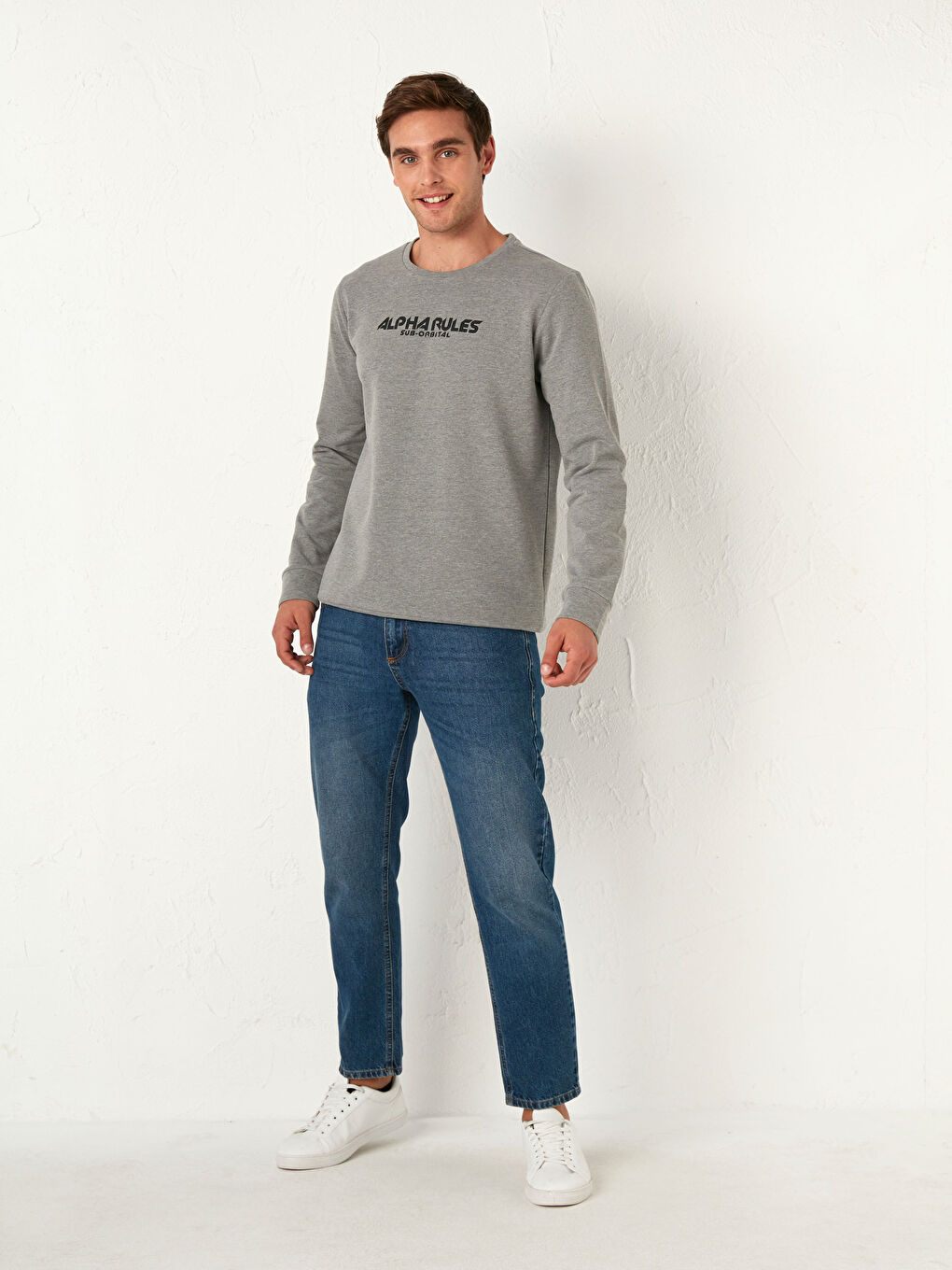 XSIDE Crew Neck Printed Thin Sweatshirt -0WFU50Z8-LAM