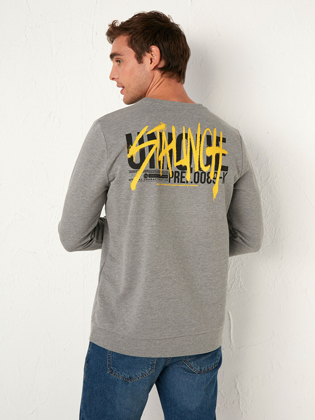 XSIDE Crew Neck Printed Thin Sweatshirt -0WFU50Z8-LAM