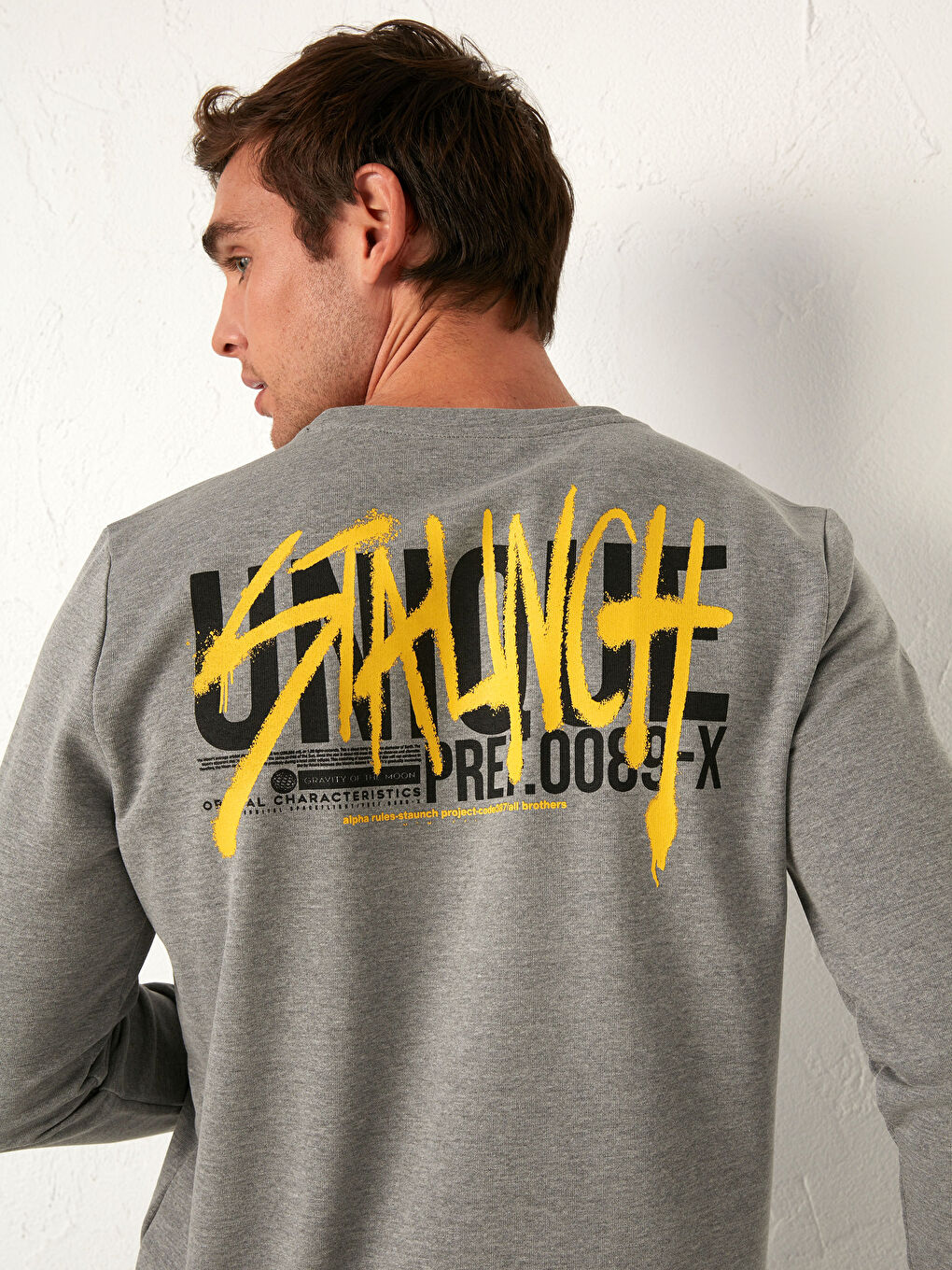 XSIDE Crew Neck Printed Thin Sweatshirt -0WFU50Z8-LAM