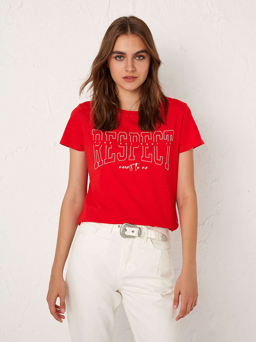 Bordo Baskılı Kısa Kollu Tişört