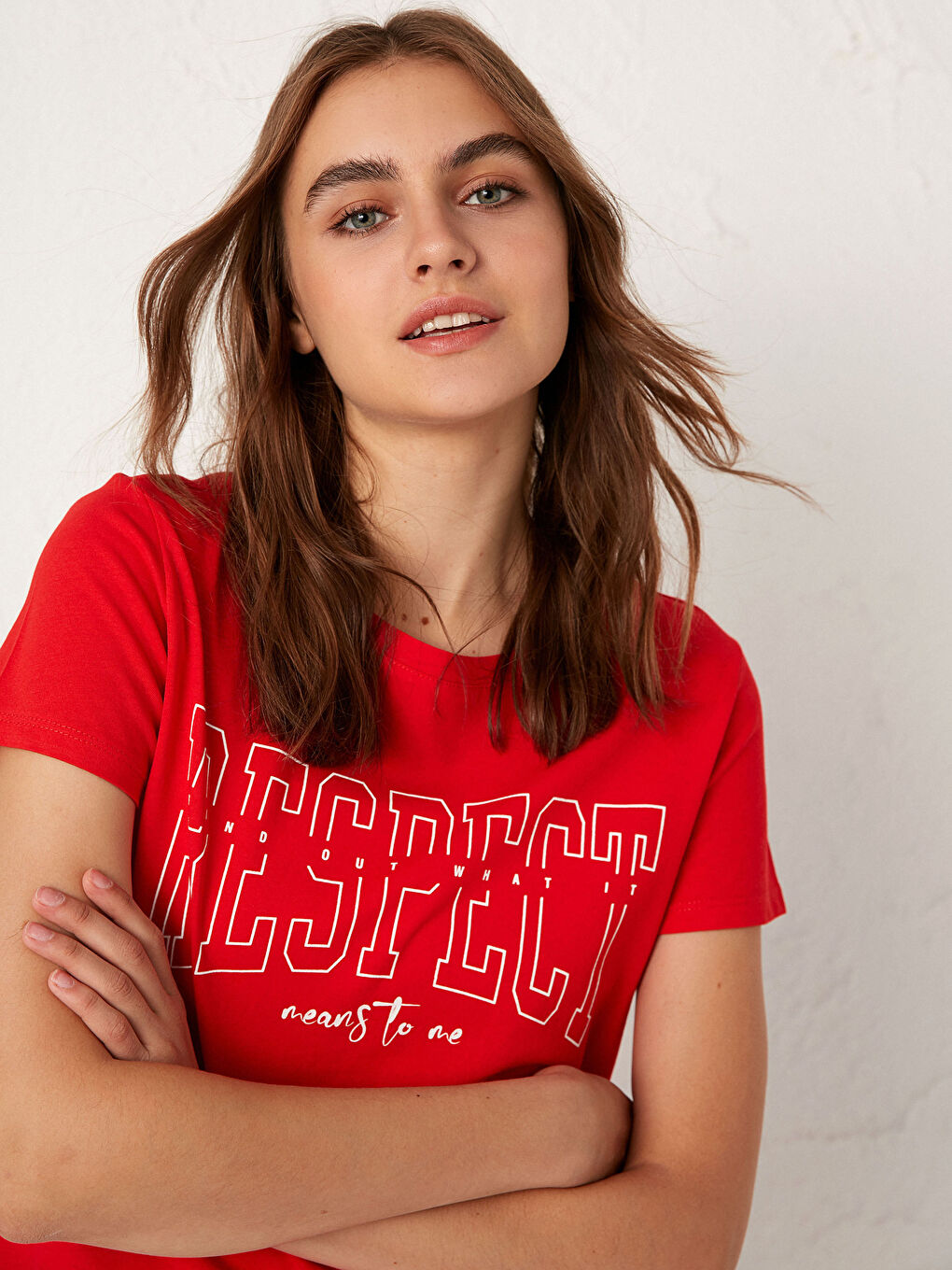 Bordo Baskılı Kısa Kollu Tişört-1