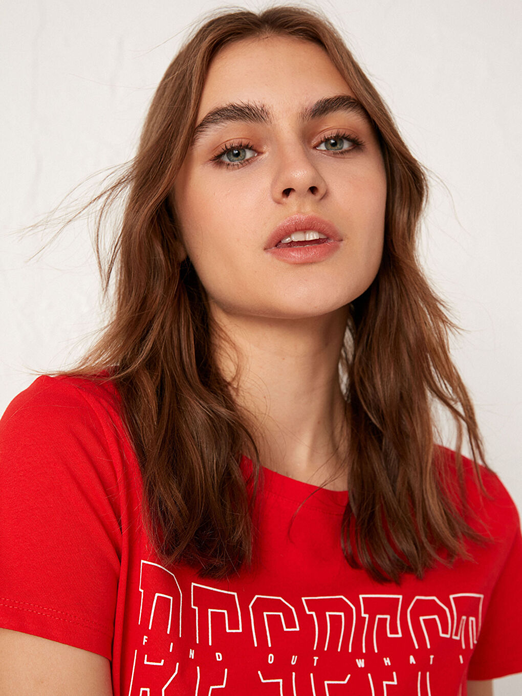 Bordo Baskılı Kısa Kollu Tişört-2