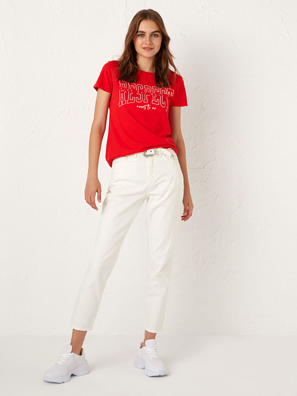 Bordo Baskılı Kısa Kollu Tişört-3