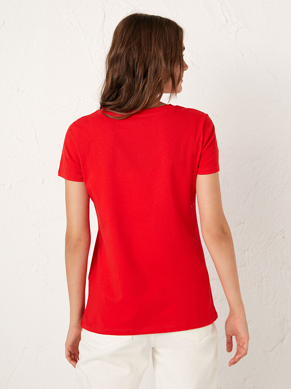 Bordo Baskılı Kısa Kollu Tişört-4