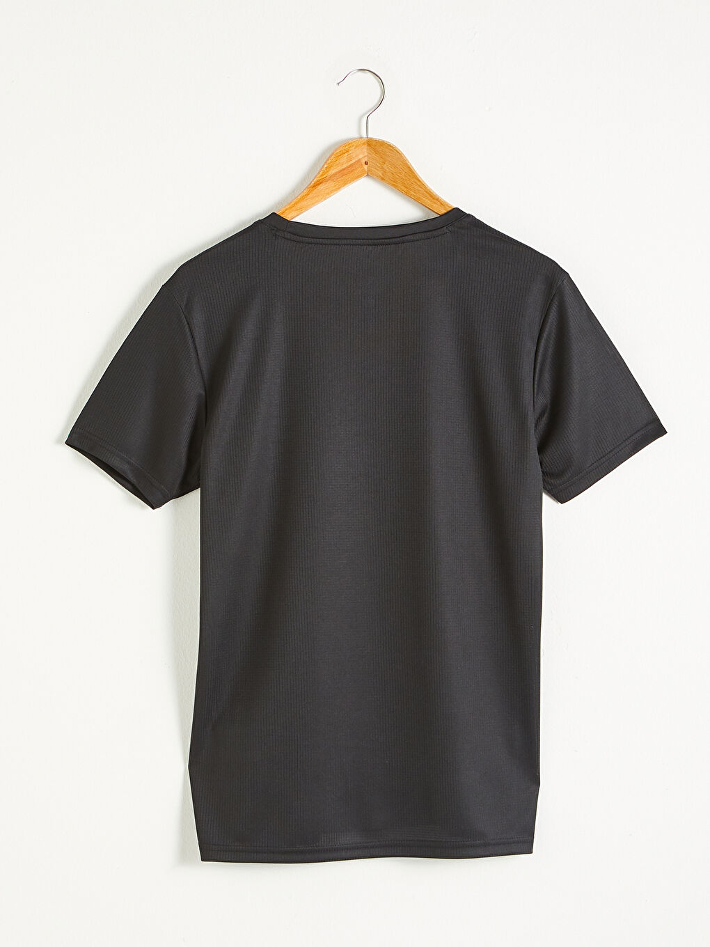 Siyah Bisiklet Yaka Kısa Kollu Aktif Spor Tişört-5