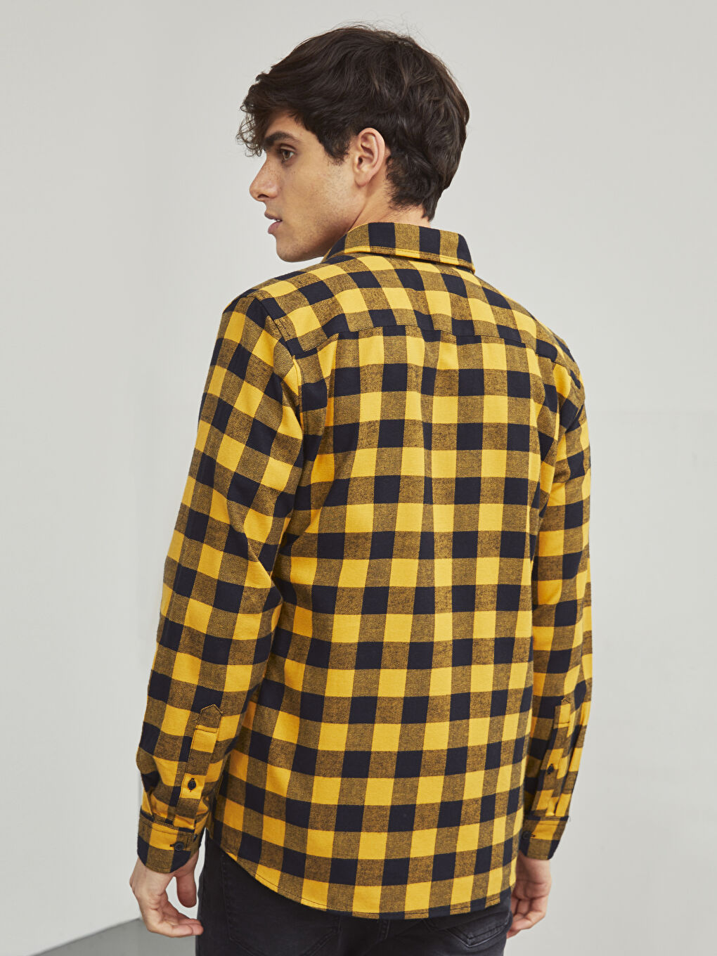 Slim Fit Long Sleeve Plaid Flannel Shirt-8