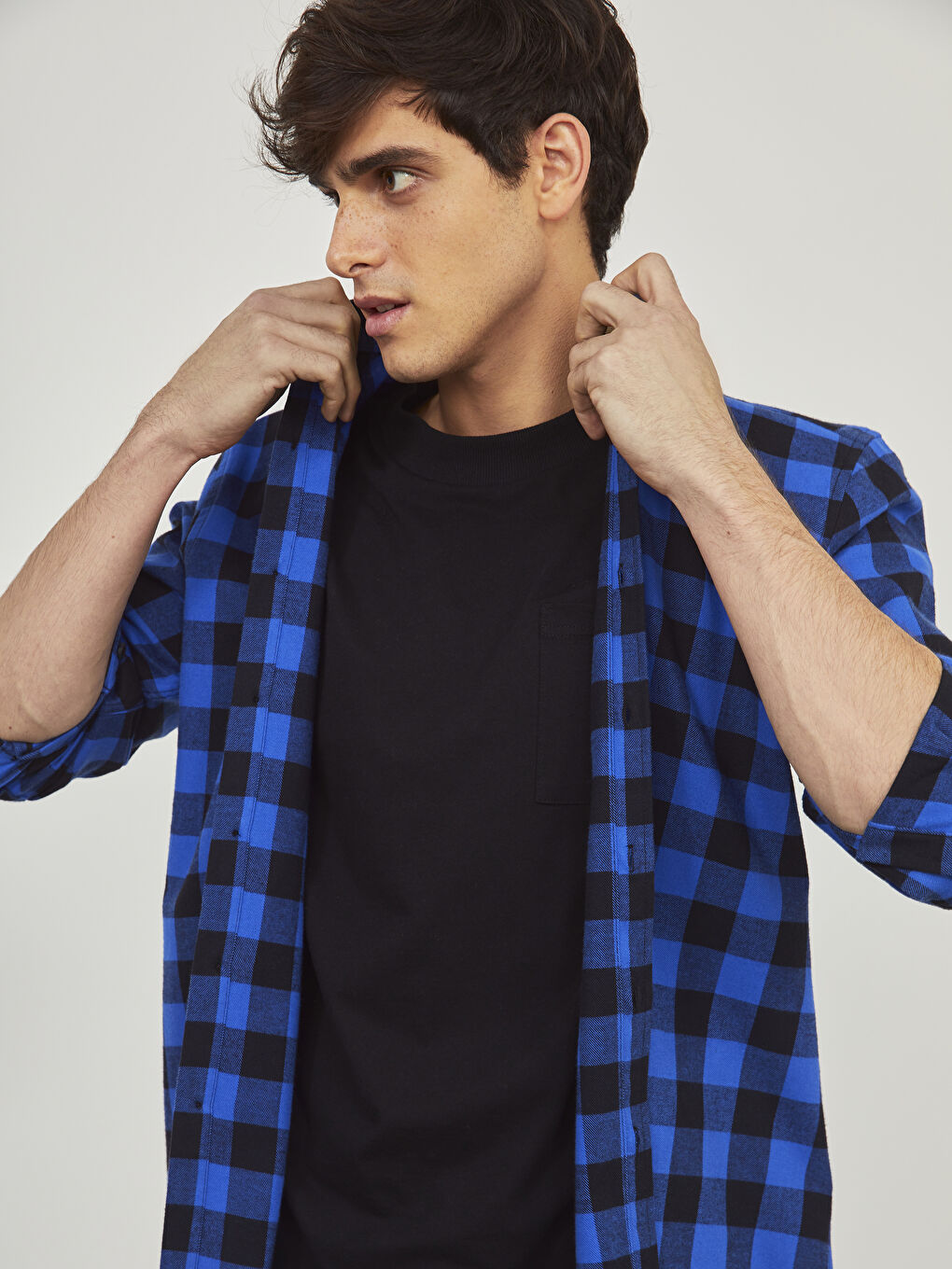 Chemise en flanelle BLEU Homme-2