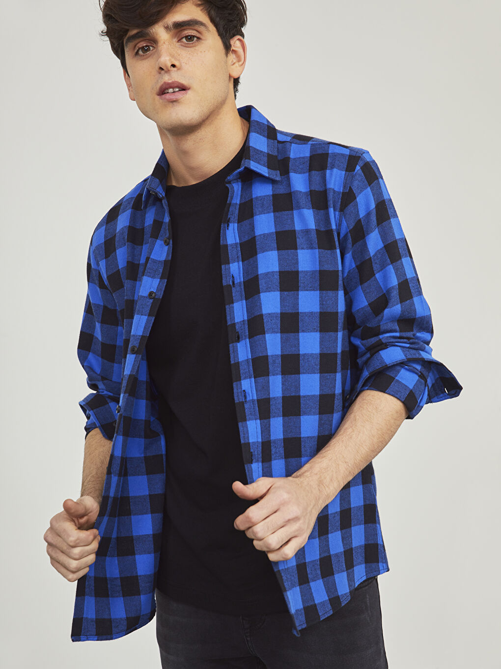 Chemise en flanelle BLEU Homme-5