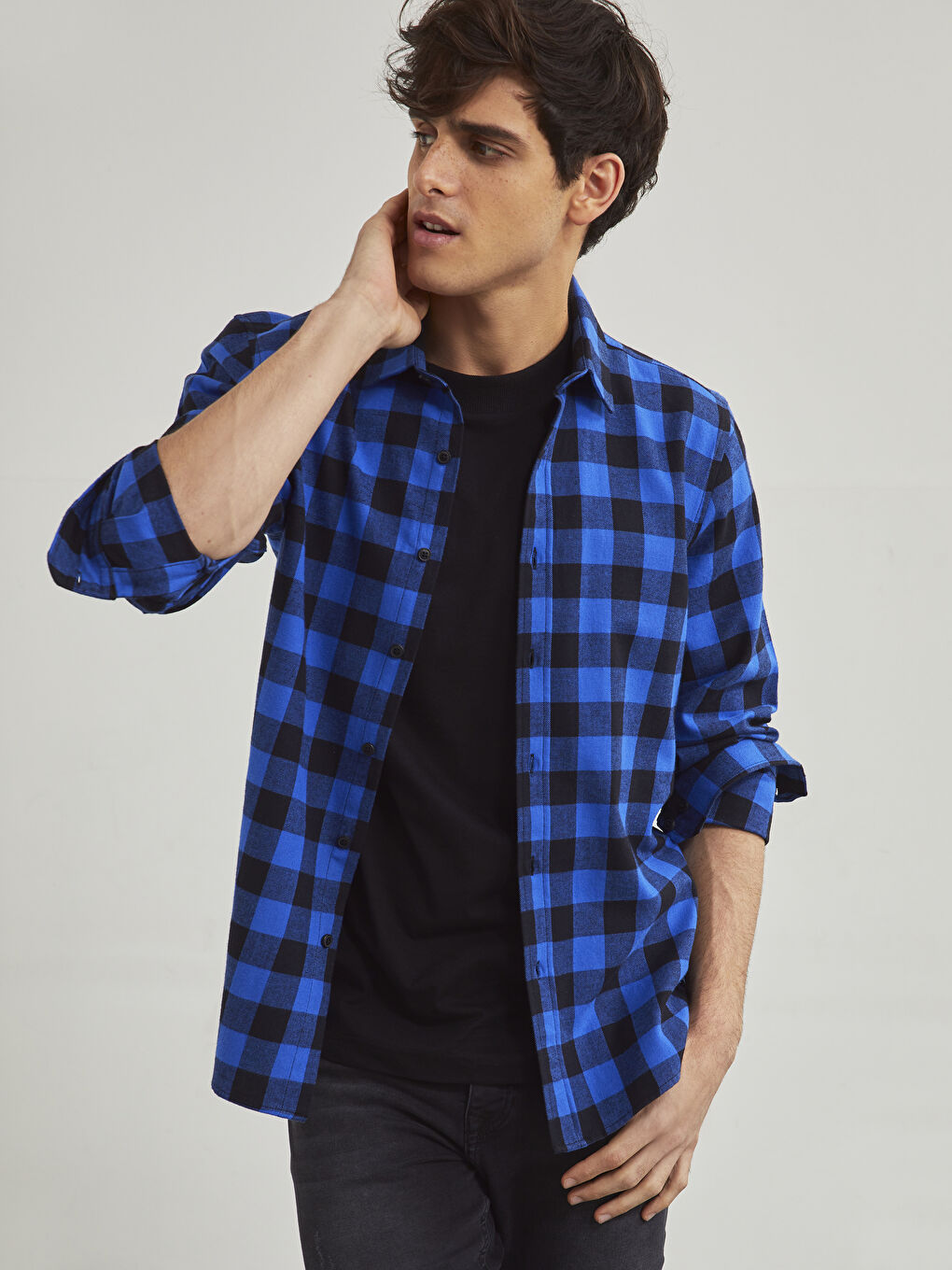 Chemise en flanelle BLEU Homme-6