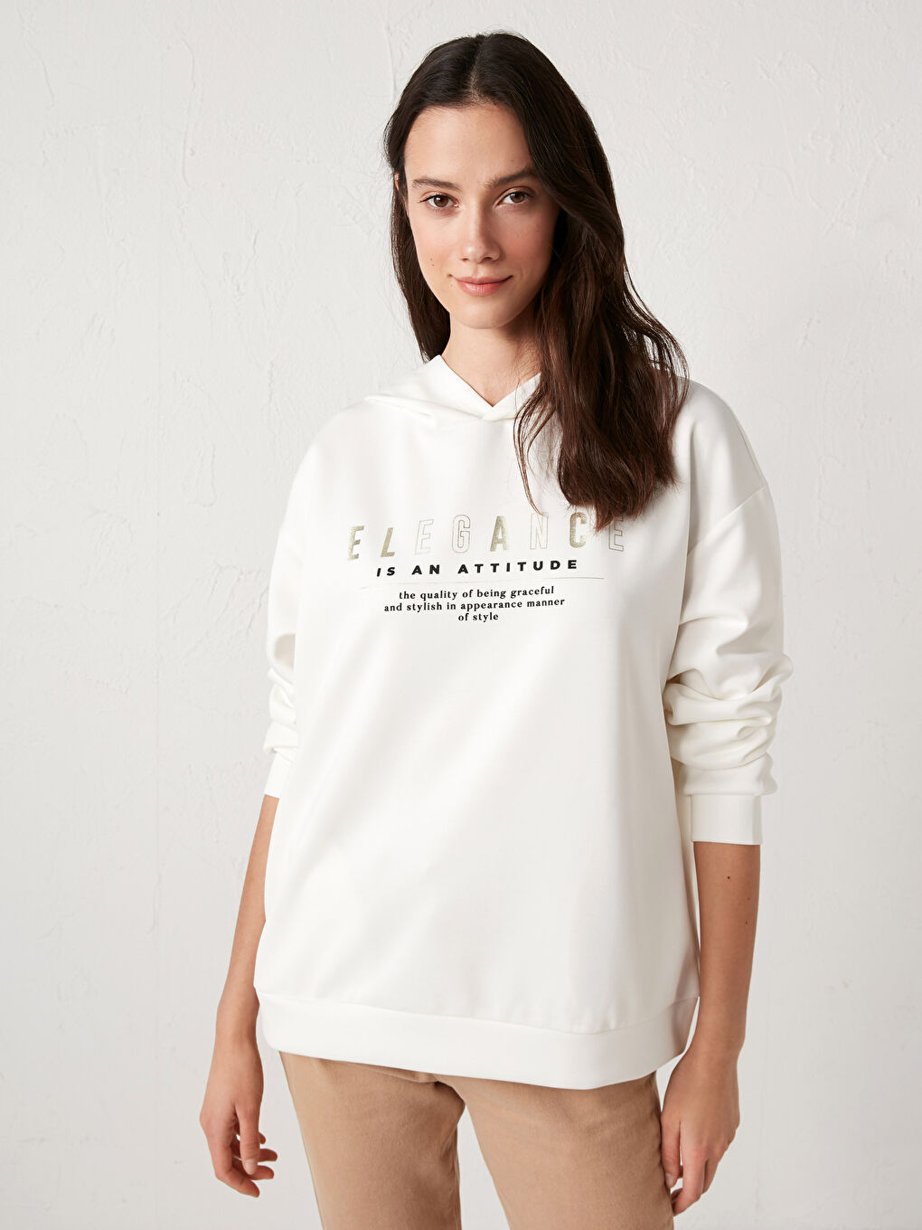 Sweat-Shirt à Capuche Imprimé avec Slogan