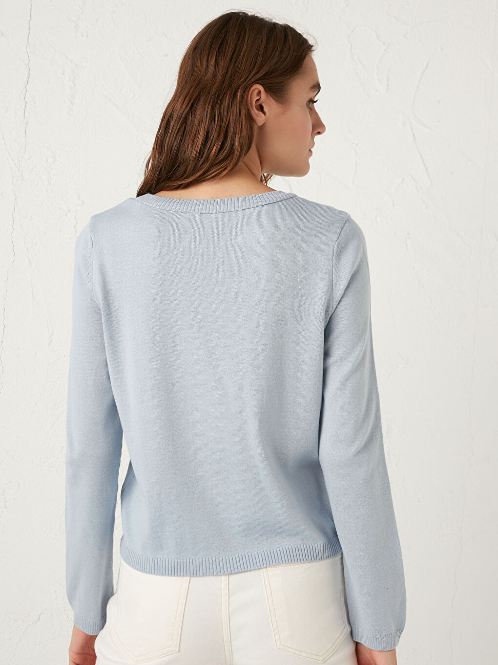 Mavi Bisiklet Yaka İnce Triko Kazak-4