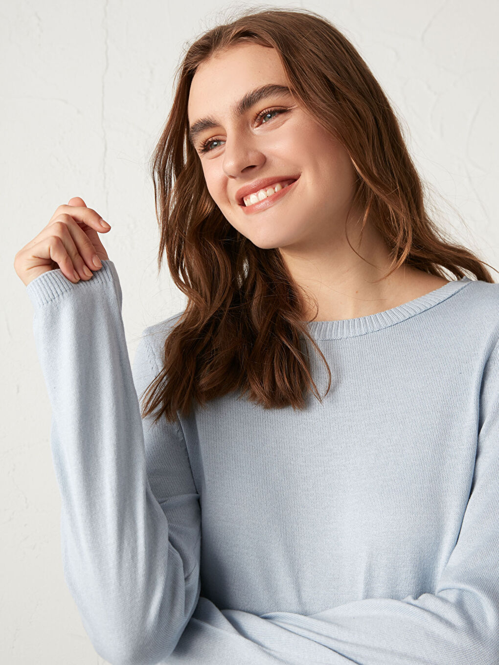 Mavi Bisiklet Yaka İnce Triko Kazak