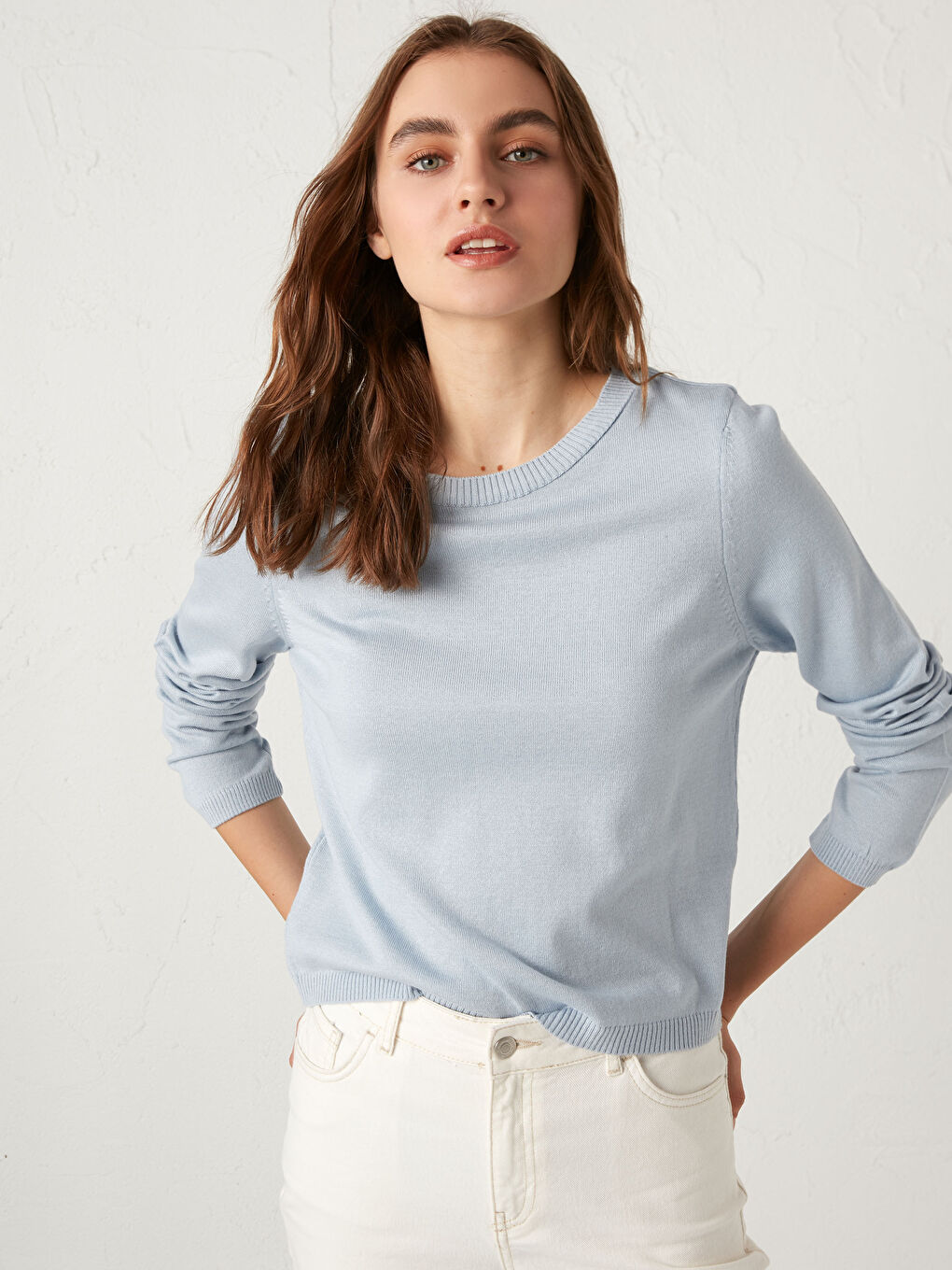 Mavi Bisiklet Yaka İnce Triko Kazak-1