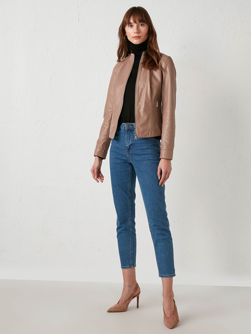 Kahverengi Hakiki Deri Dik Yaka Mont-3