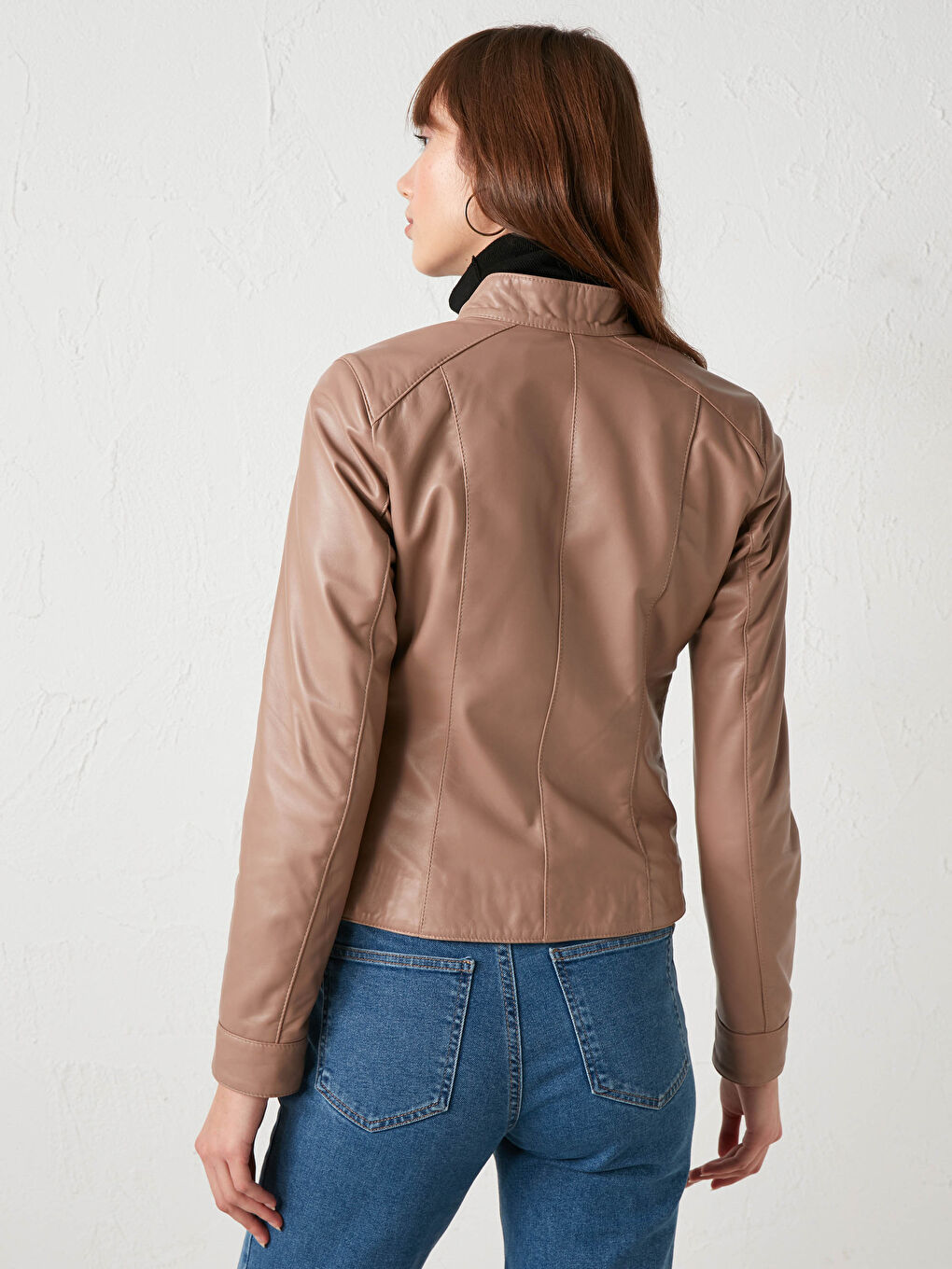 Kahverengi Hakiki Deri Dik Yaka Mont-5