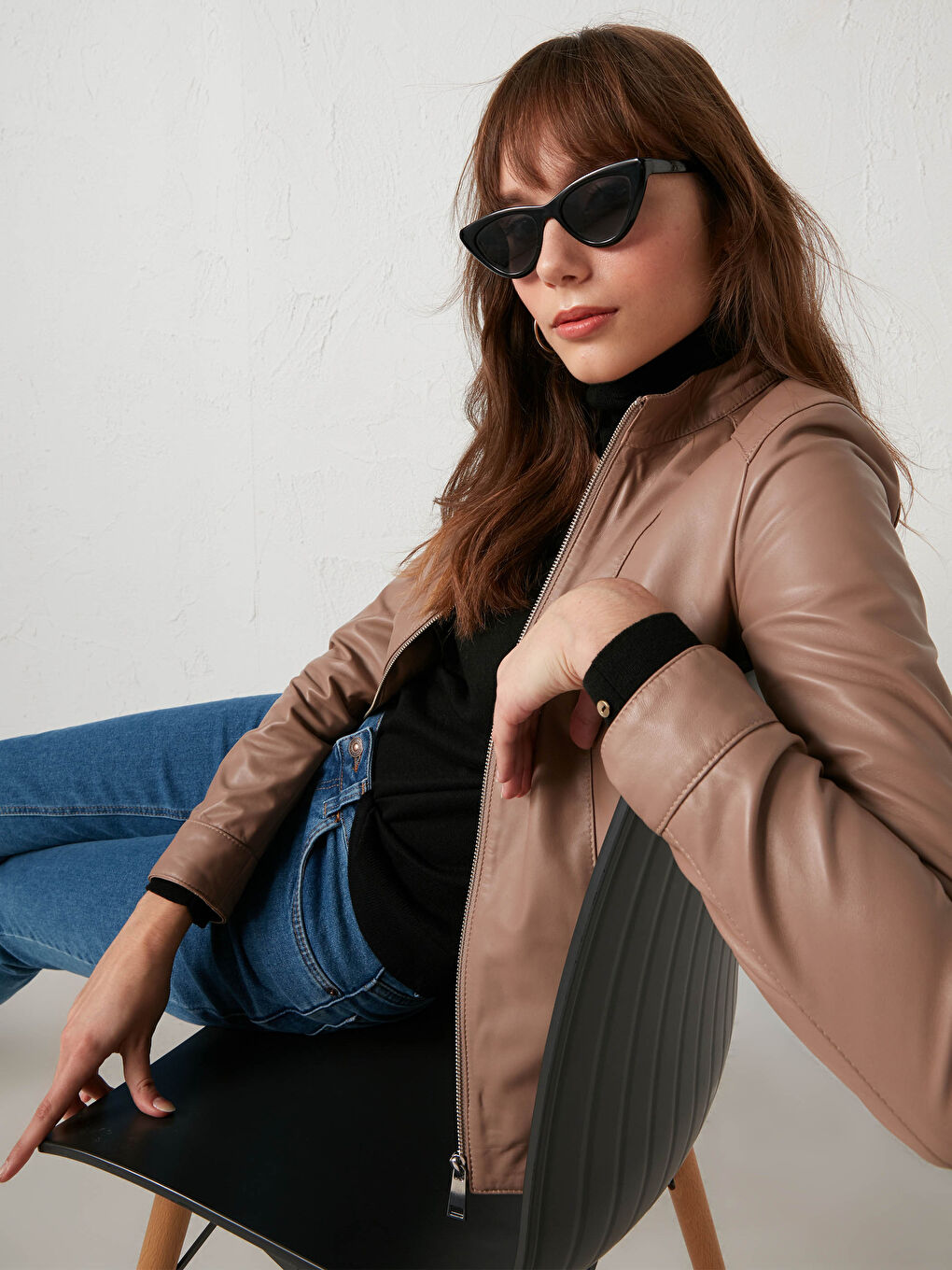 Kahverengi Hakiki Deri Dik Yaka Mont