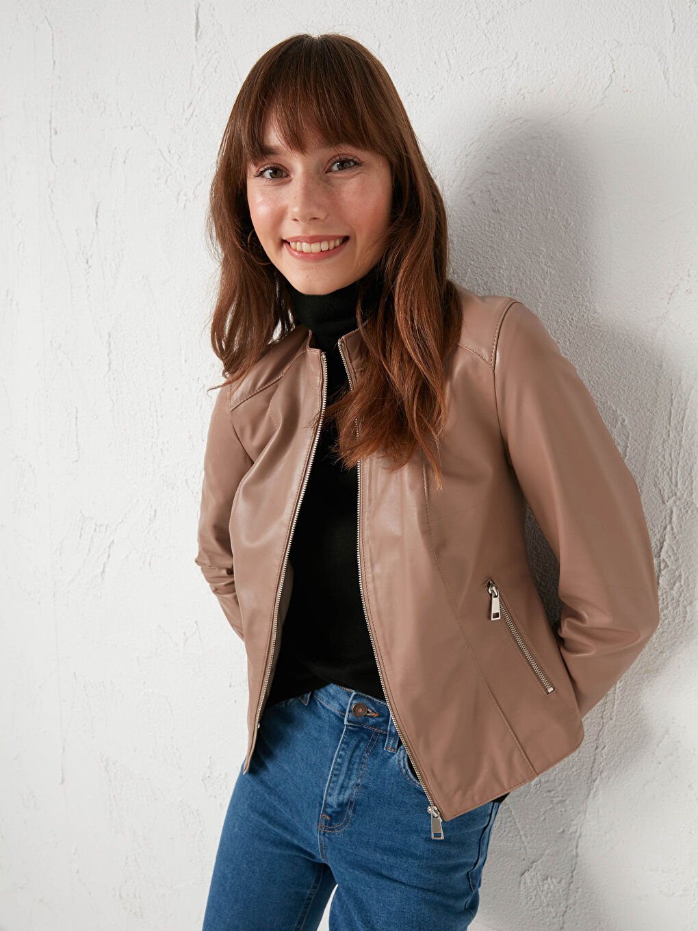 Kahverengi Hakiki Deri Dik Yaka Mont-1