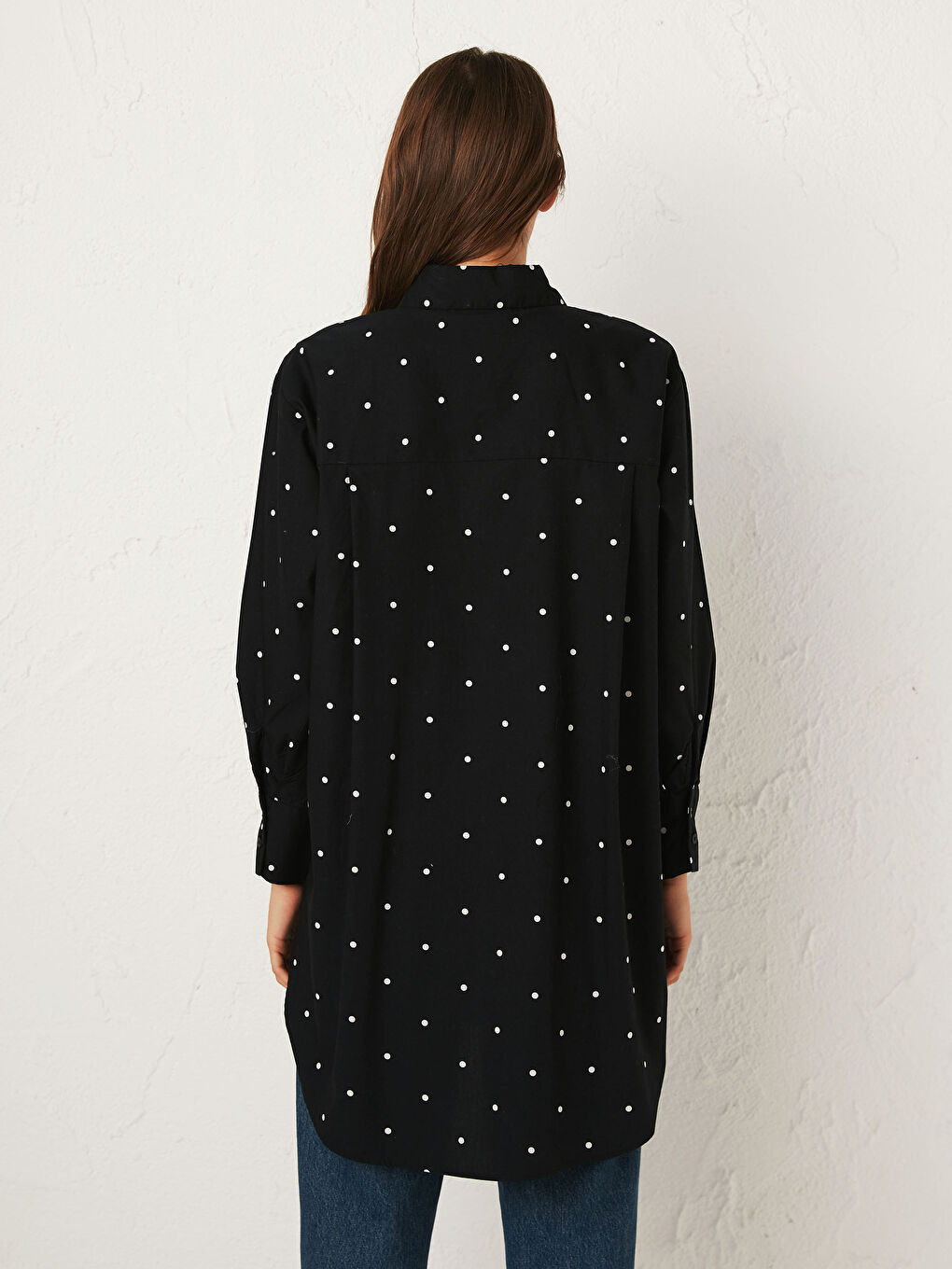 Siyah Oversize Poplin Kadın Gömlek Tunik-5