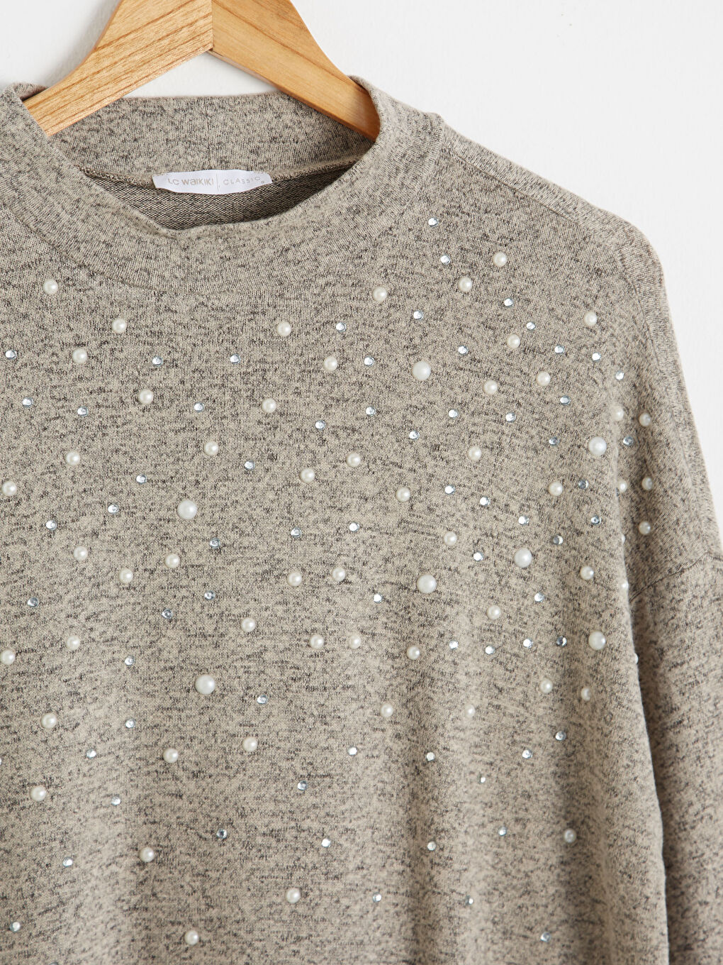 Textured Fabric Pearl Printed T-Shirt-8