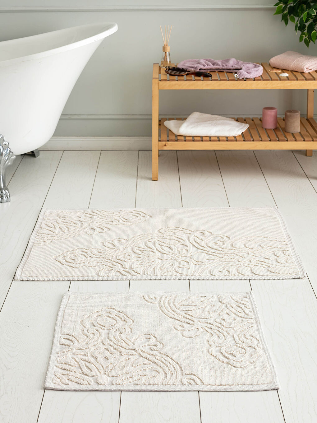 LCW HOME Patterned Bath Mat 2 Pack -0WGE10Z8-DFV