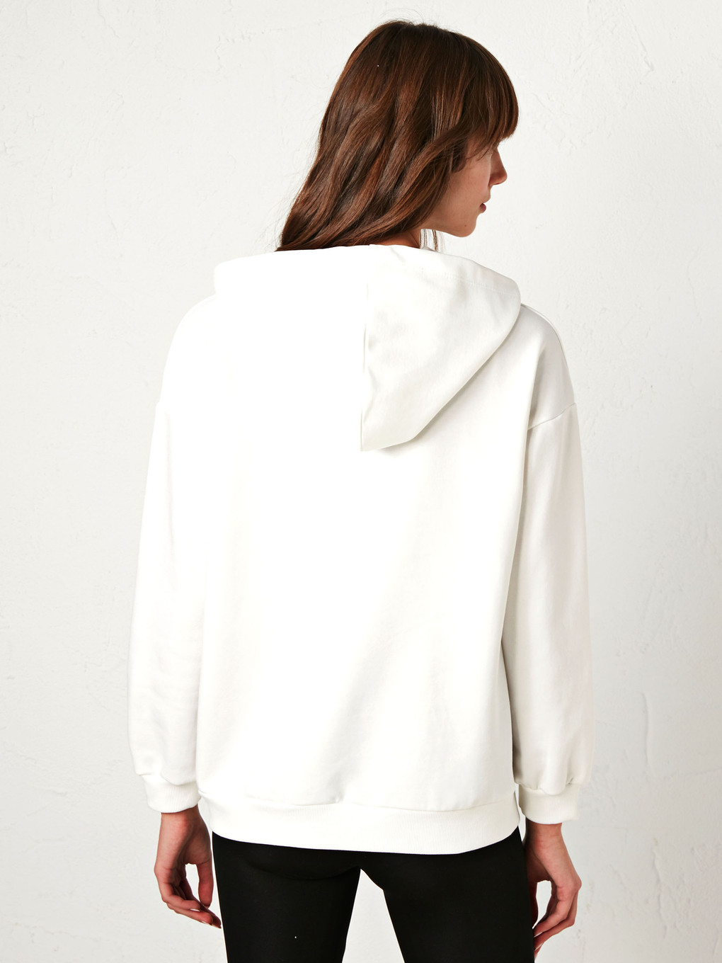 Beyaz Yazı Baskılı Pamuklu Sweatshirt-3