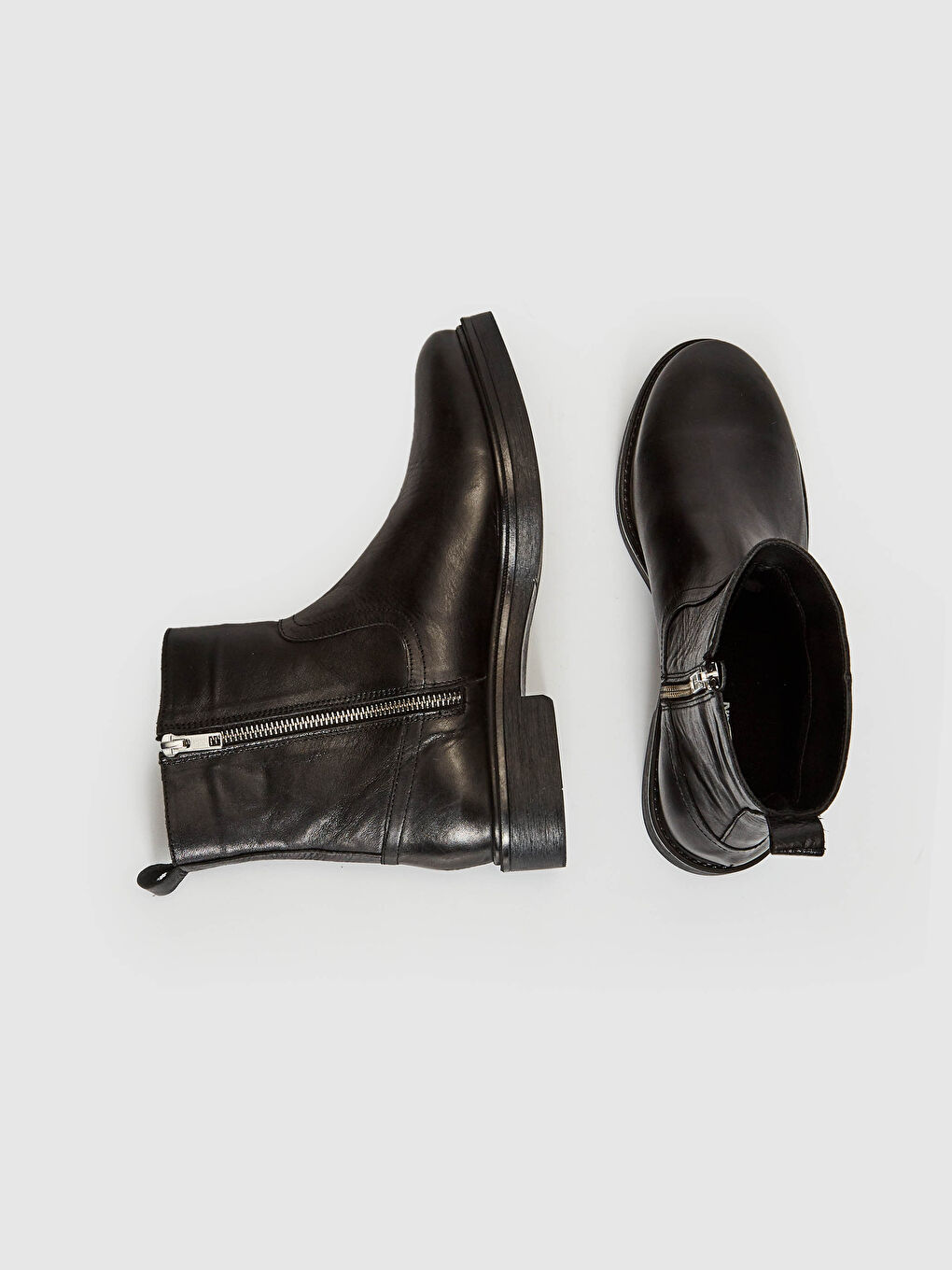 Bottes Femme en Cuir Véritable à Fermeture Éclair-4