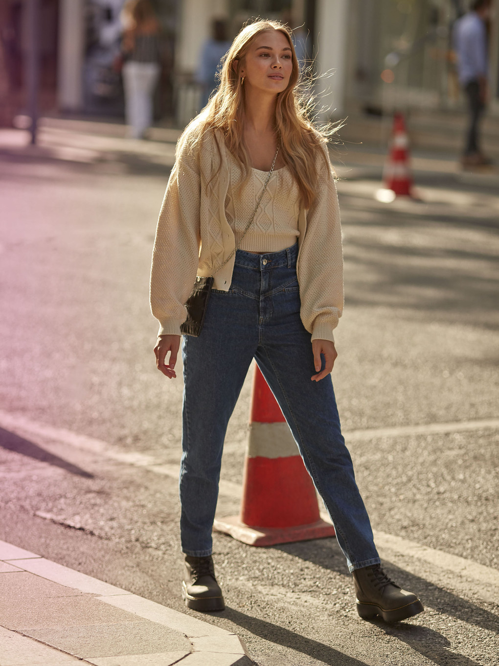 İndigo Yüksek Bel Mom Fit Kadın Jean Pantolon-2