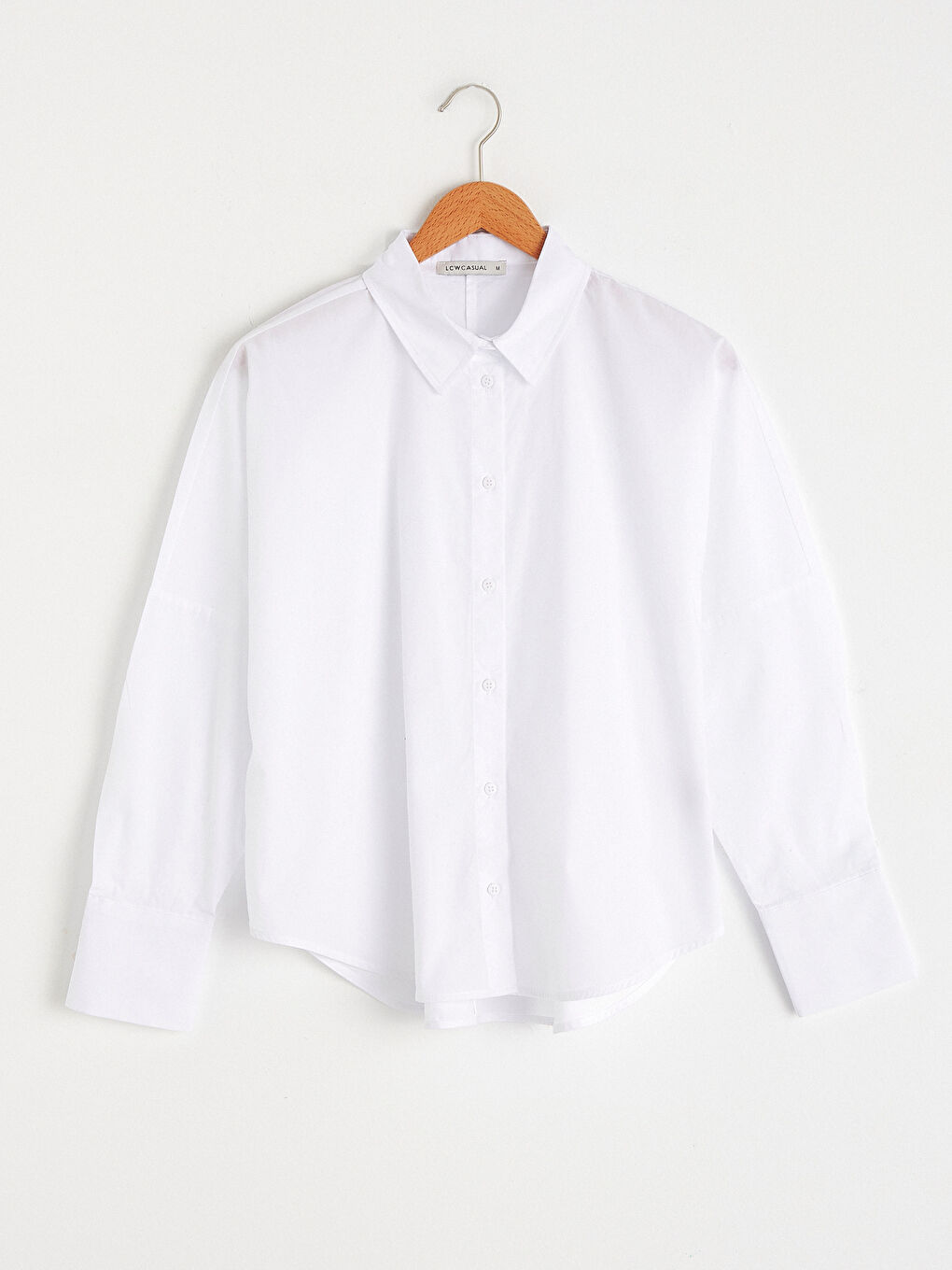 Buttoned Regular Long Sleeve Poplin Women's Shirt-4