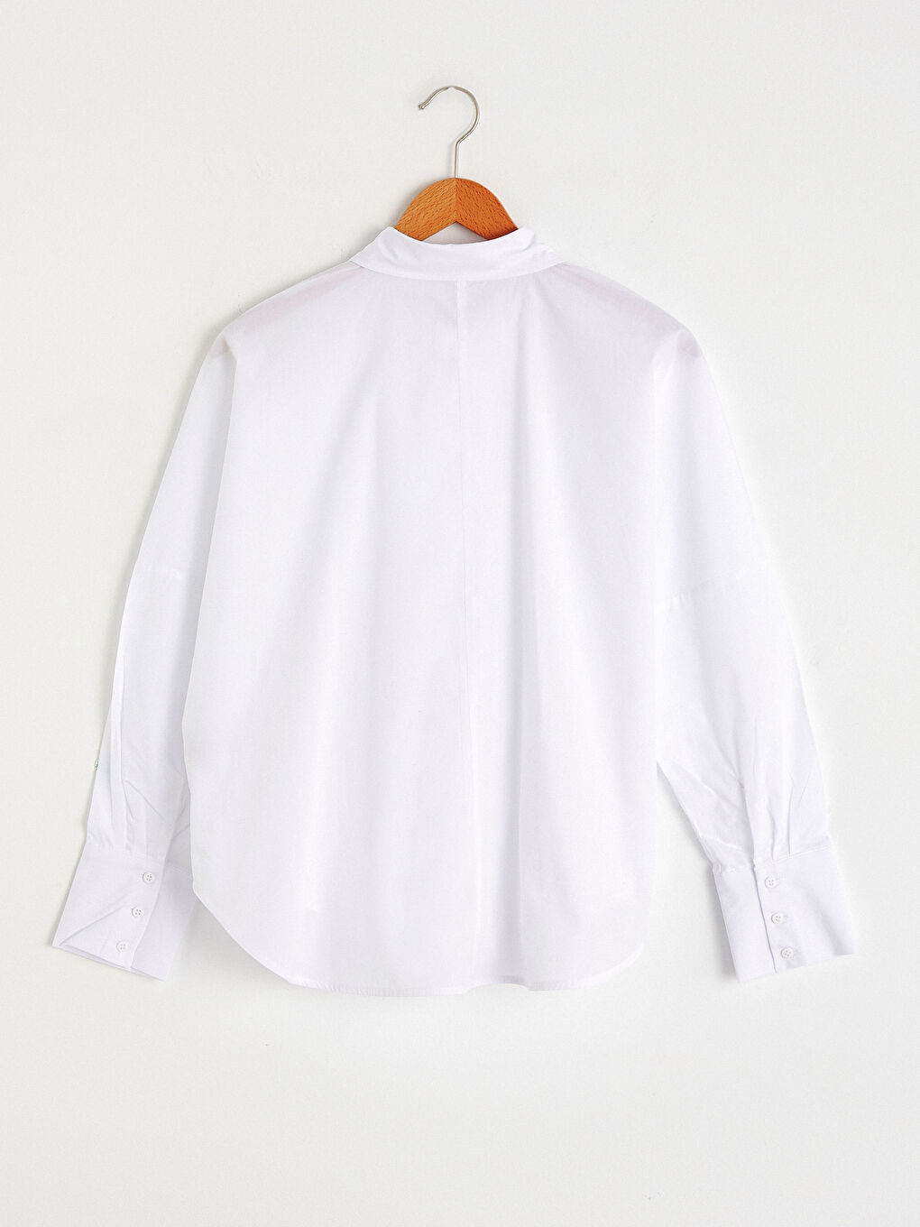 Buttoned Regular Long Sleeve Poplin Women's Shirt-5