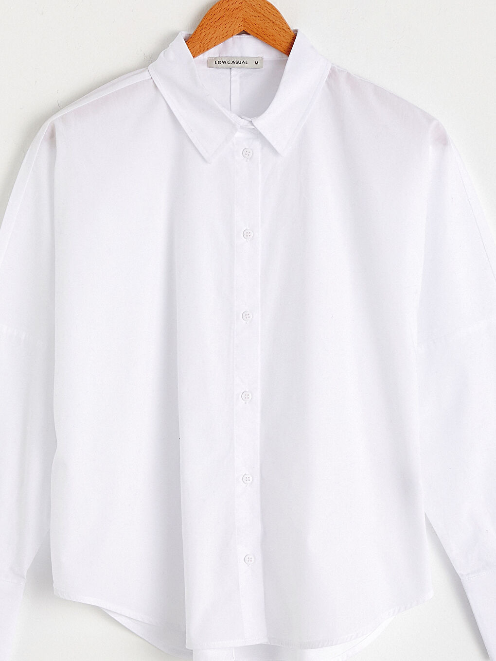 Buttoned Regular Long Sleeve Poplin Women's Shirt-6