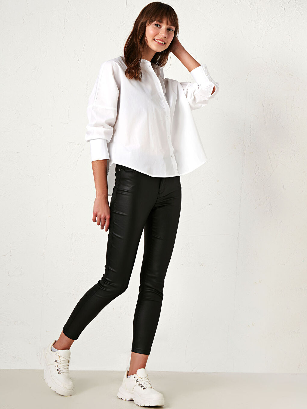 Buttoned Regular Long Sleeve Poplin Women's Shirt-2