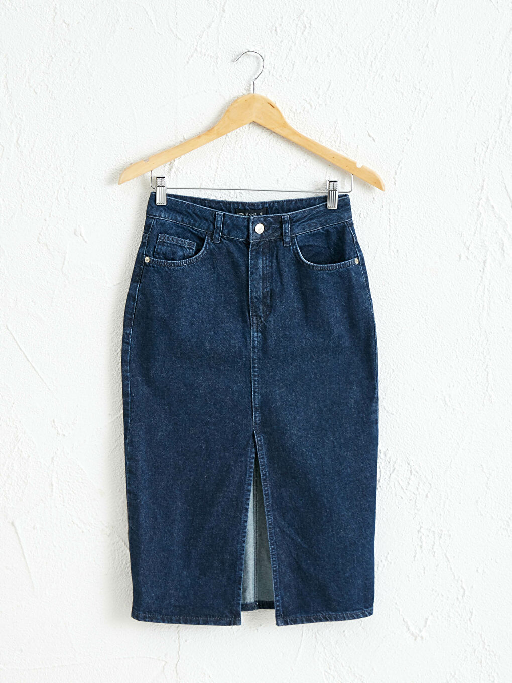 İndigo Standart Fit Yırtmaçlı Kadın Jean Etek