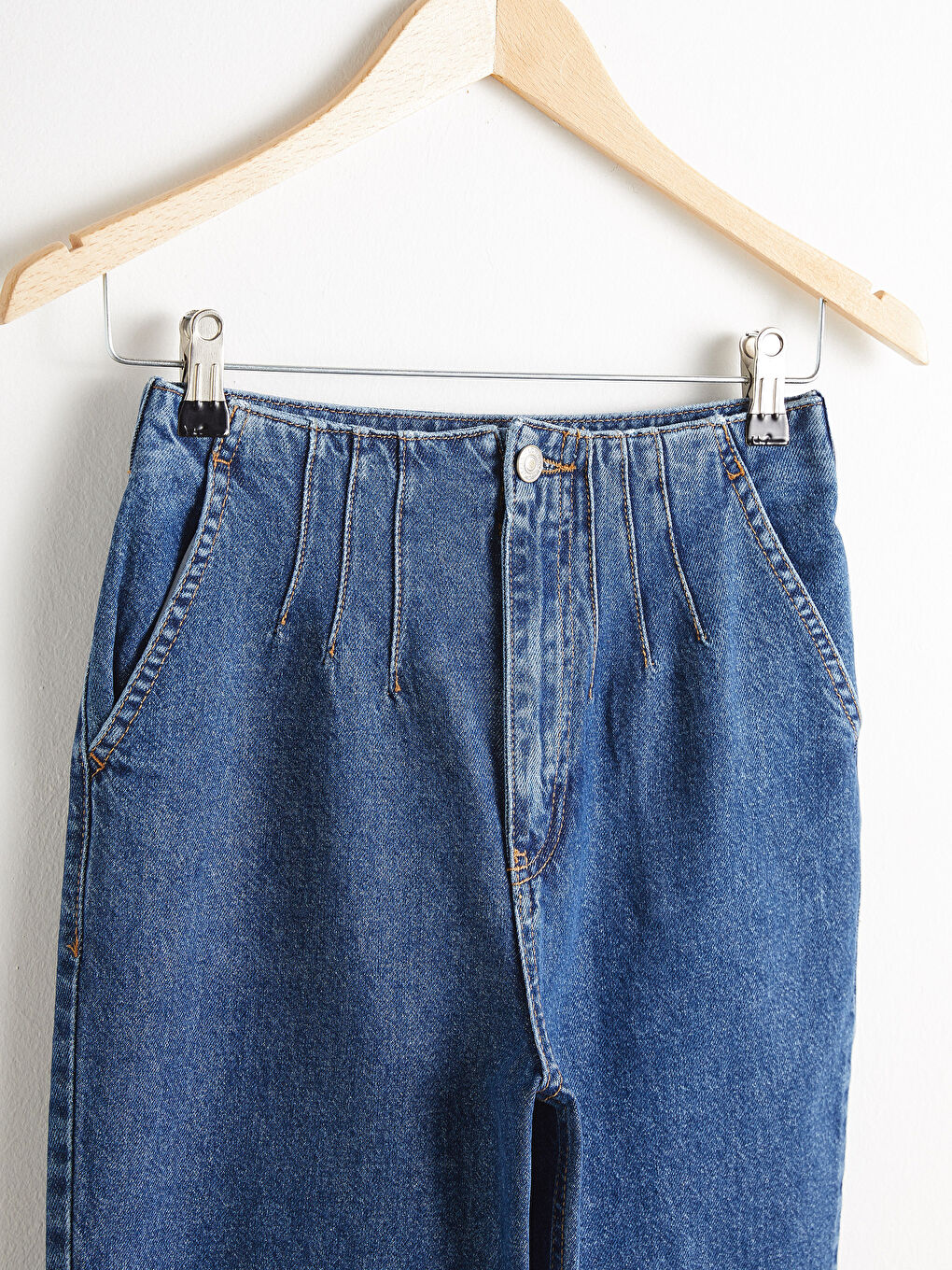 Hoch taillierte Mom Fit Damen Jeans-7