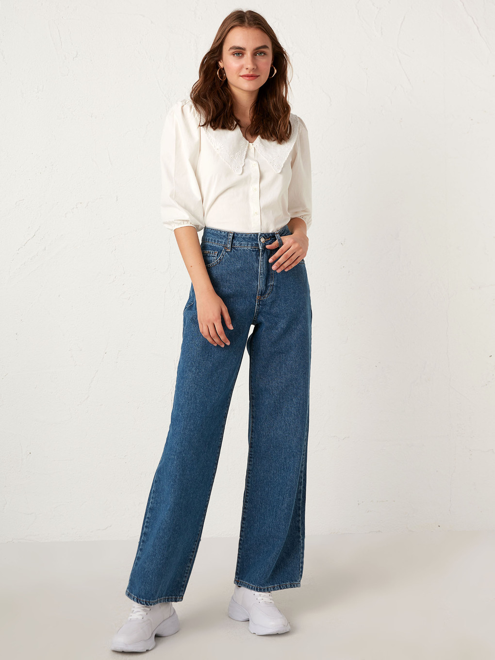 İndigo Wideleg Kadın Jean Pantolon-3
