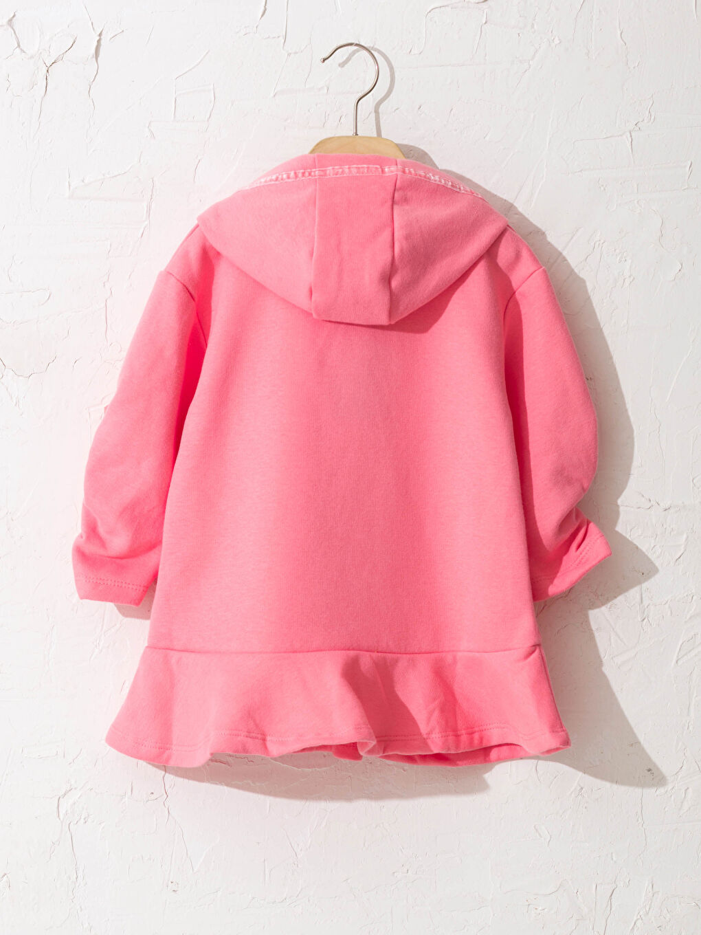 Pembe Kız Bebek Kapüşonlu Oversize Elbise-2